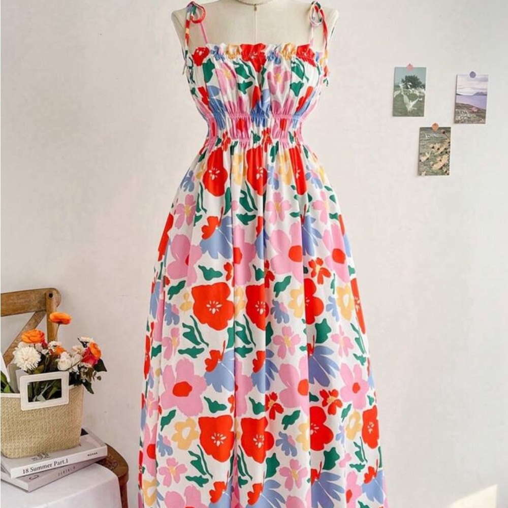 SHEIN Colorful Floral Maxi Dress